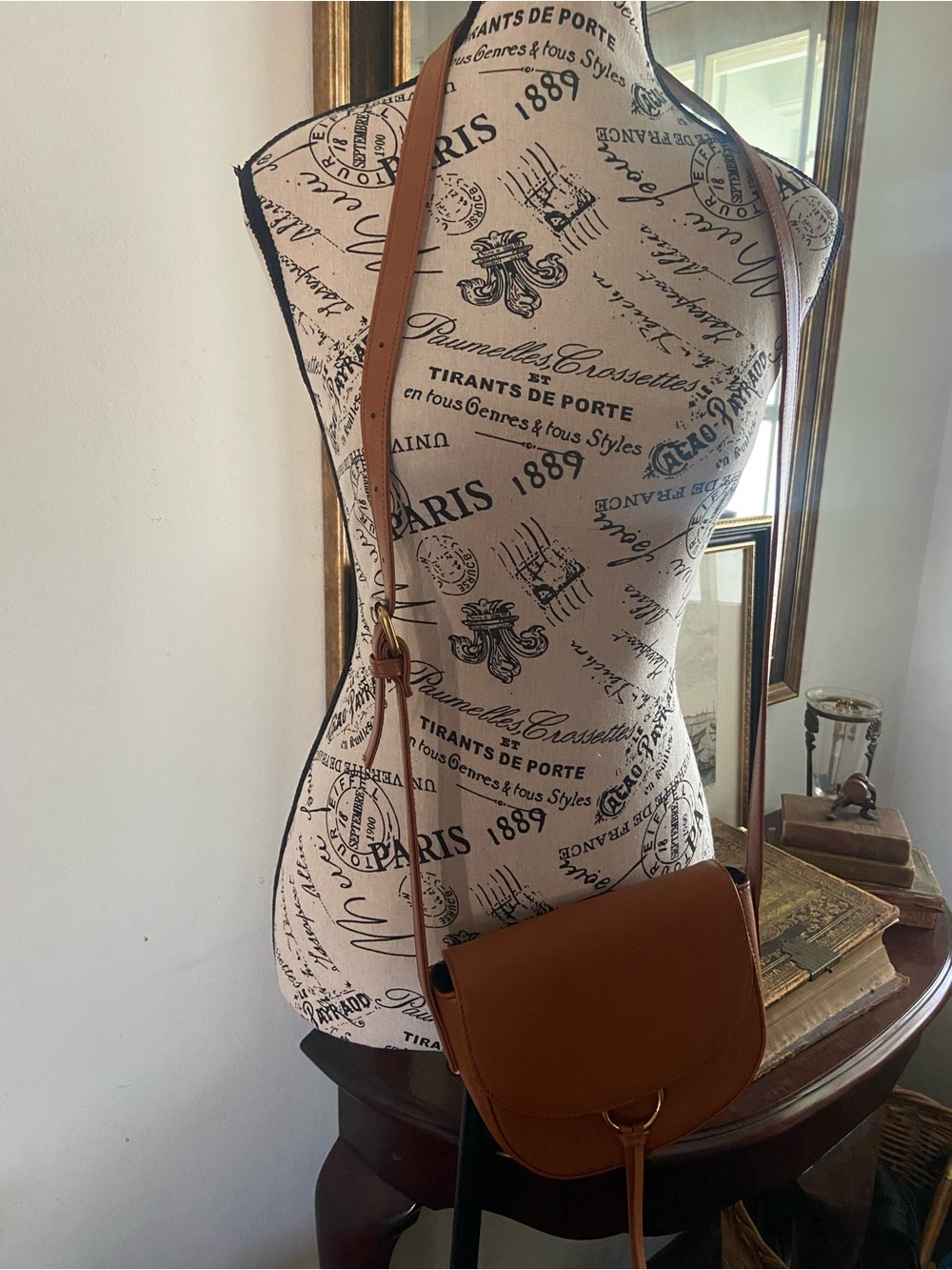 JJ Winters Tan Leather Crossbody Saddle Bag
